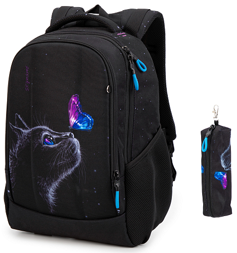 Шкільний рюкзак підлітковий чорний для дівчинки Winner / SkyNamе 57-61 для старшокласників